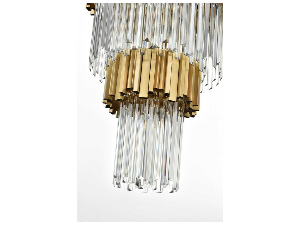 Elegant Lighting Willow 39-Light Tiered Chandelier in Satin Gold with Clear Glass