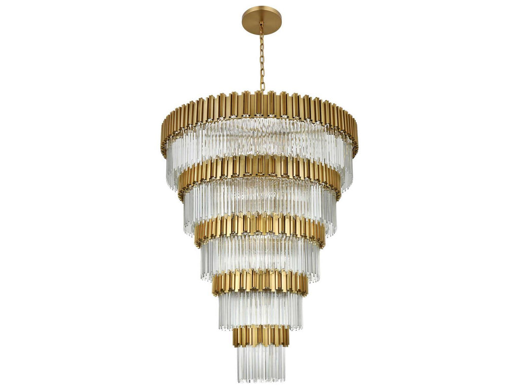 Elegant Lighting Willow 43-Light Tiered Chandelier in Satin Gold with Clear Glass