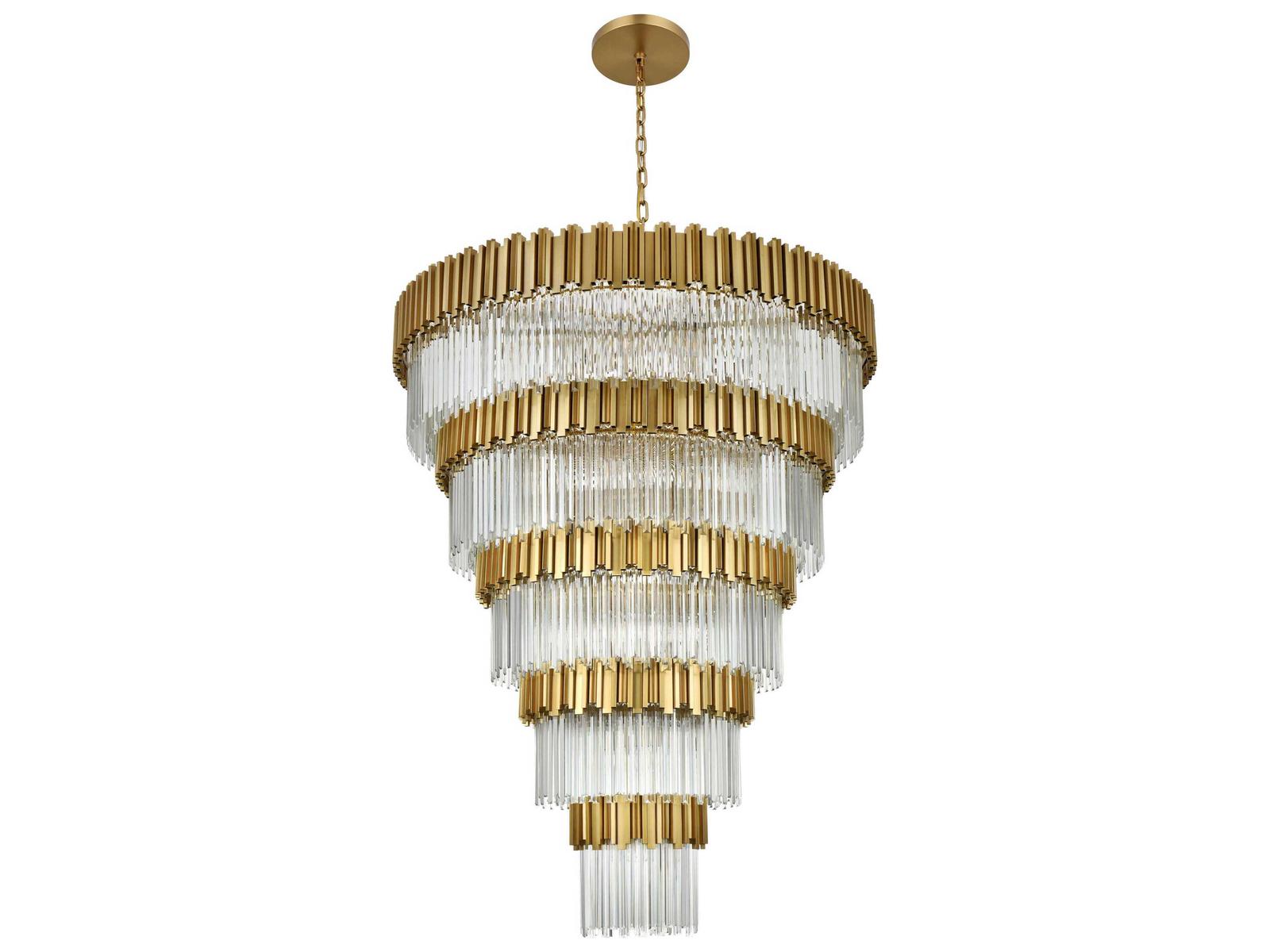 Elegant Lighting Willow 43-Light Tiered Chandelier in Satin Gold with Clear Glass