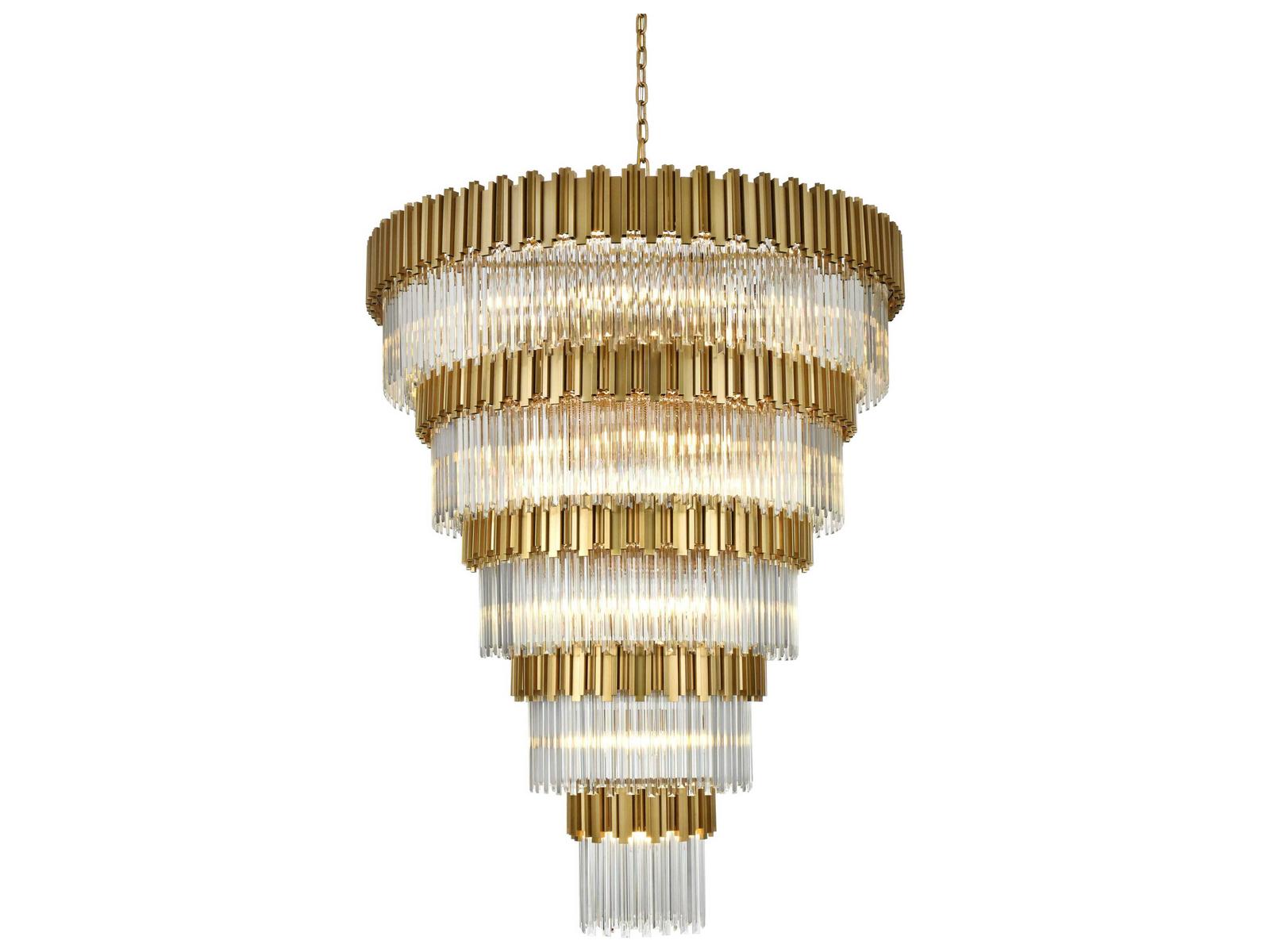 Elegant Lighting Willow 43-Light Tiered Chandelier in Satin Gold with Clear Glass