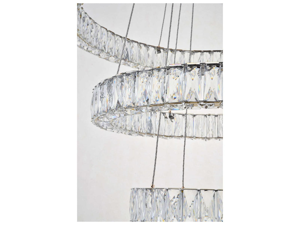 Elegant Lighting Monroe 3-Light Gold Crystal LED Drum Chandelier
