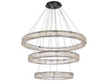 Elegant Lighting Monroe 3-Light Black Crystal LED Drum Tiered Chandelier