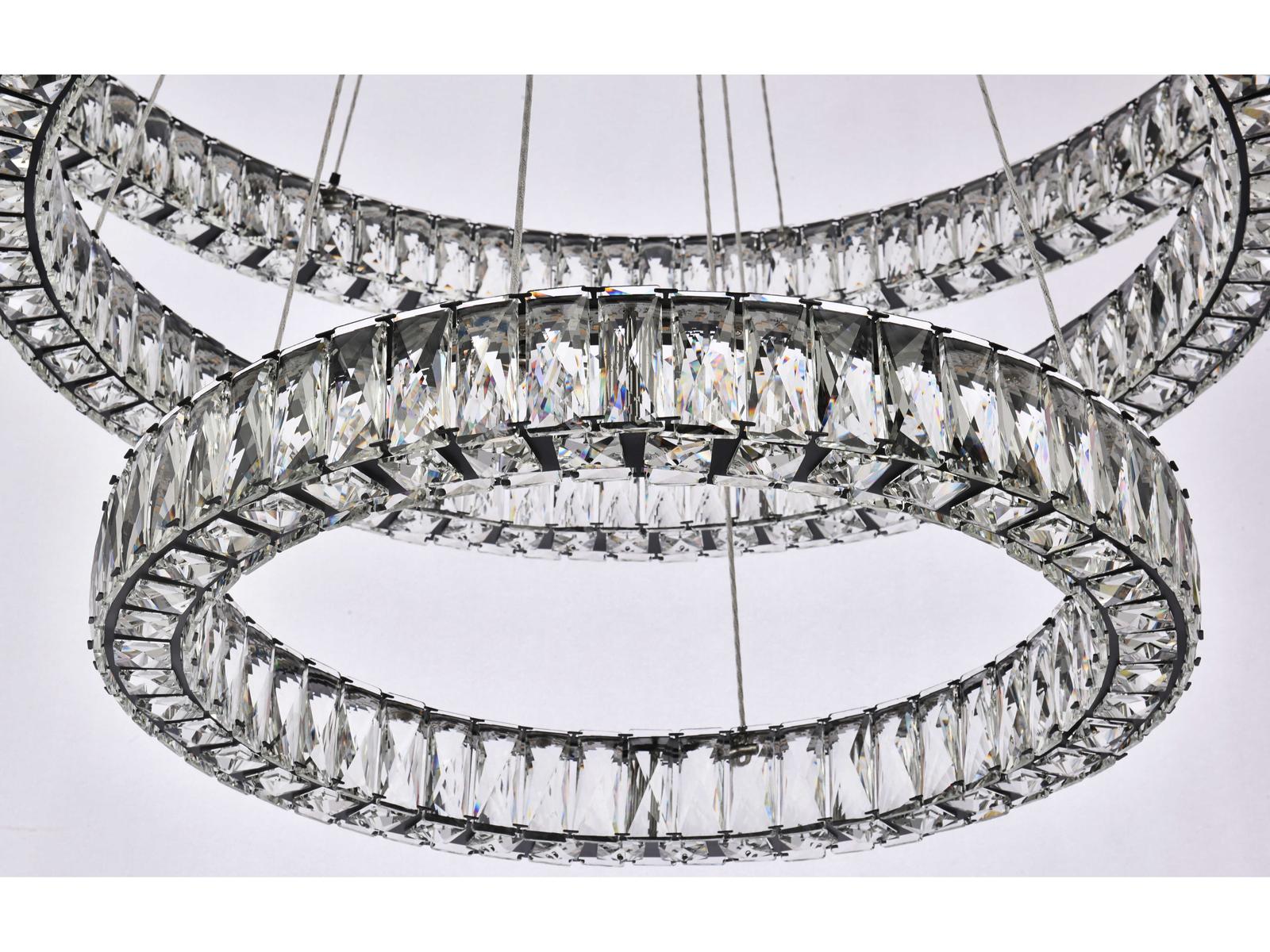 Elegant Lighting Monroe 3-Light Black Crystal LED Drum Tiered Chandelier