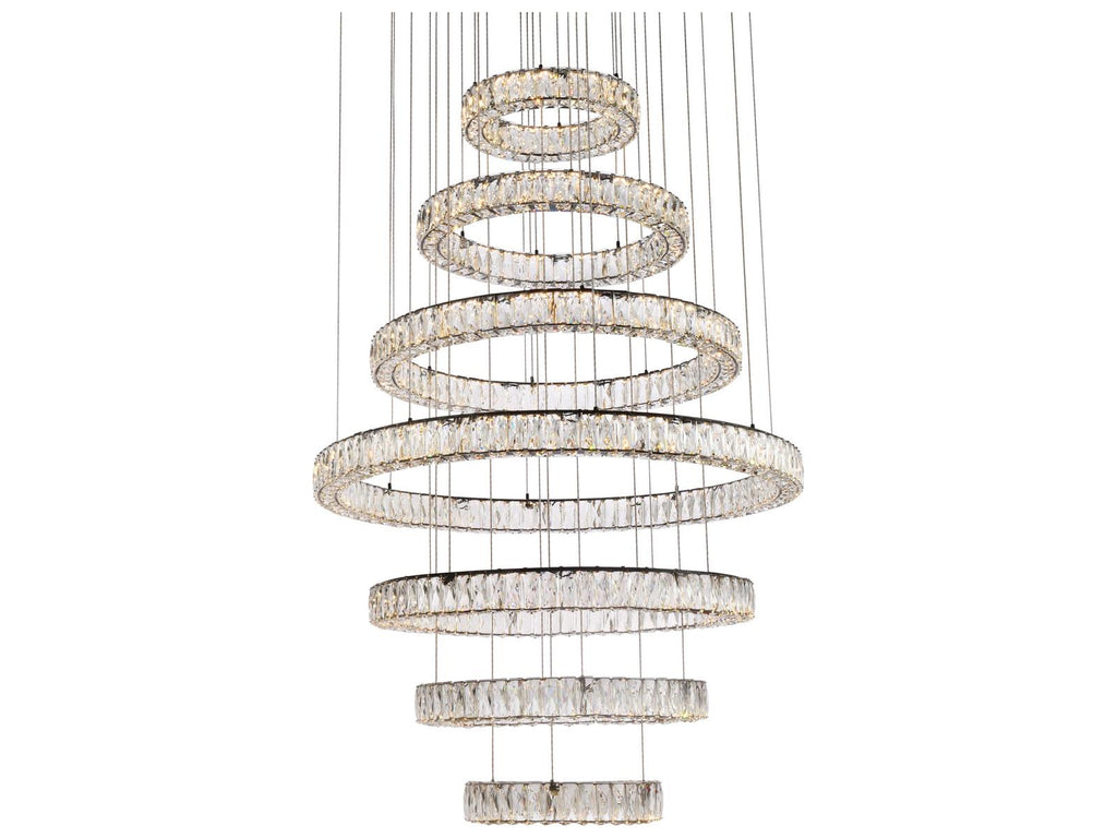 Elegant Lighting Monroe 7-Light Black Crystal LED Drum Tiered Chandelier