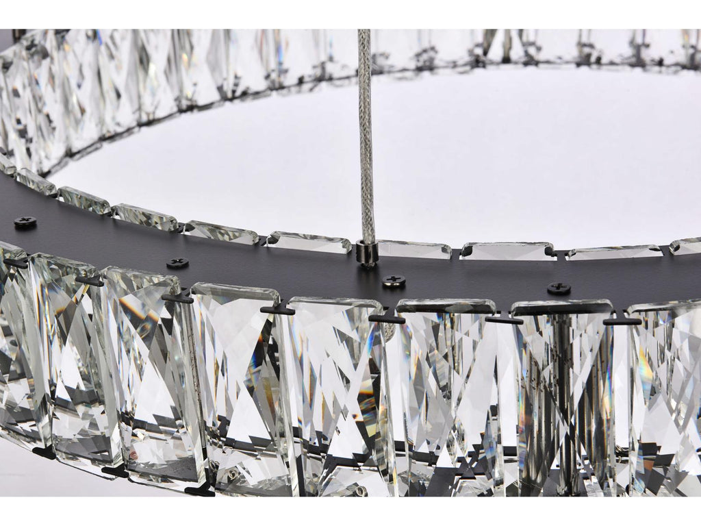 Elegant Lighting Monroe 7-Light Black Crystal LED Drum Tiered Chandelier