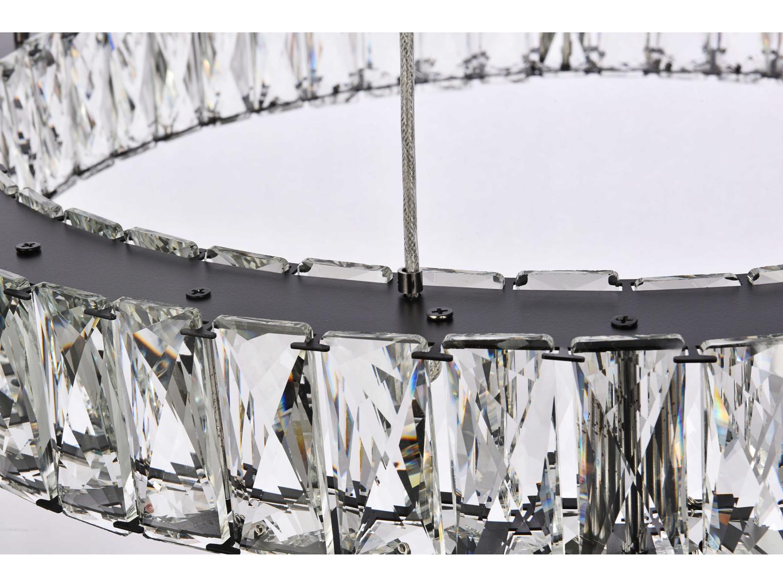 Elegant Lighting Monroe 7-Light Black Crystal LED Drum Tiered Chandelier