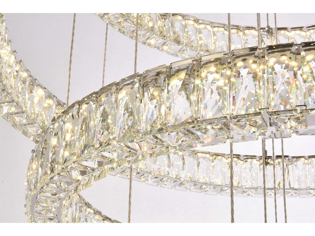 Elegant Lighting Monroe 7-Light Chrome Crystal LED Drum Tiered Chandelier