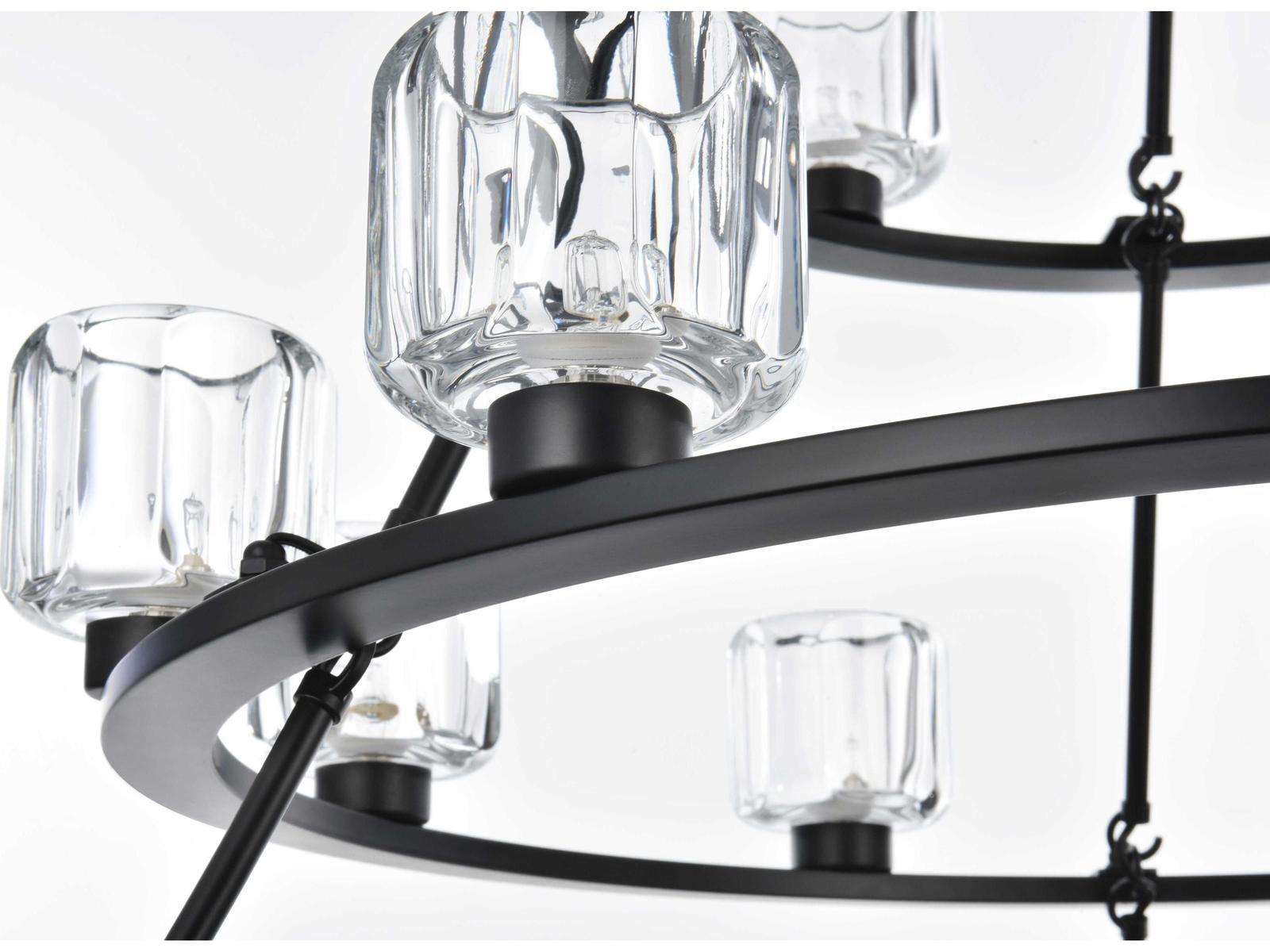 Elegant Lighting Cadence 27-Light Tiered Chandelier in Black and Clear