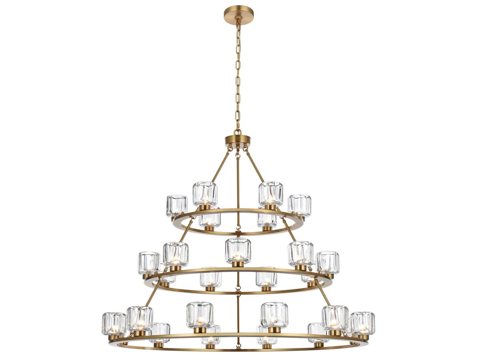 Elegant Lighting Cadence 27-Light Tiered Chandelier in Satin Gold