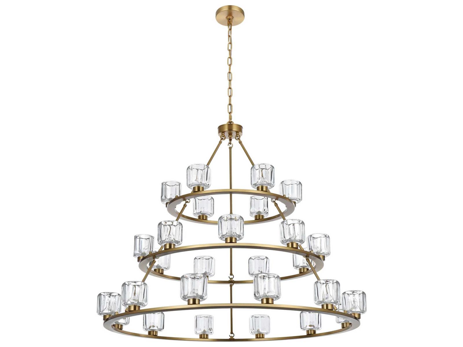 Elegant Lighting Cadence 27-Light Tiered Chandelier in Satin Gold