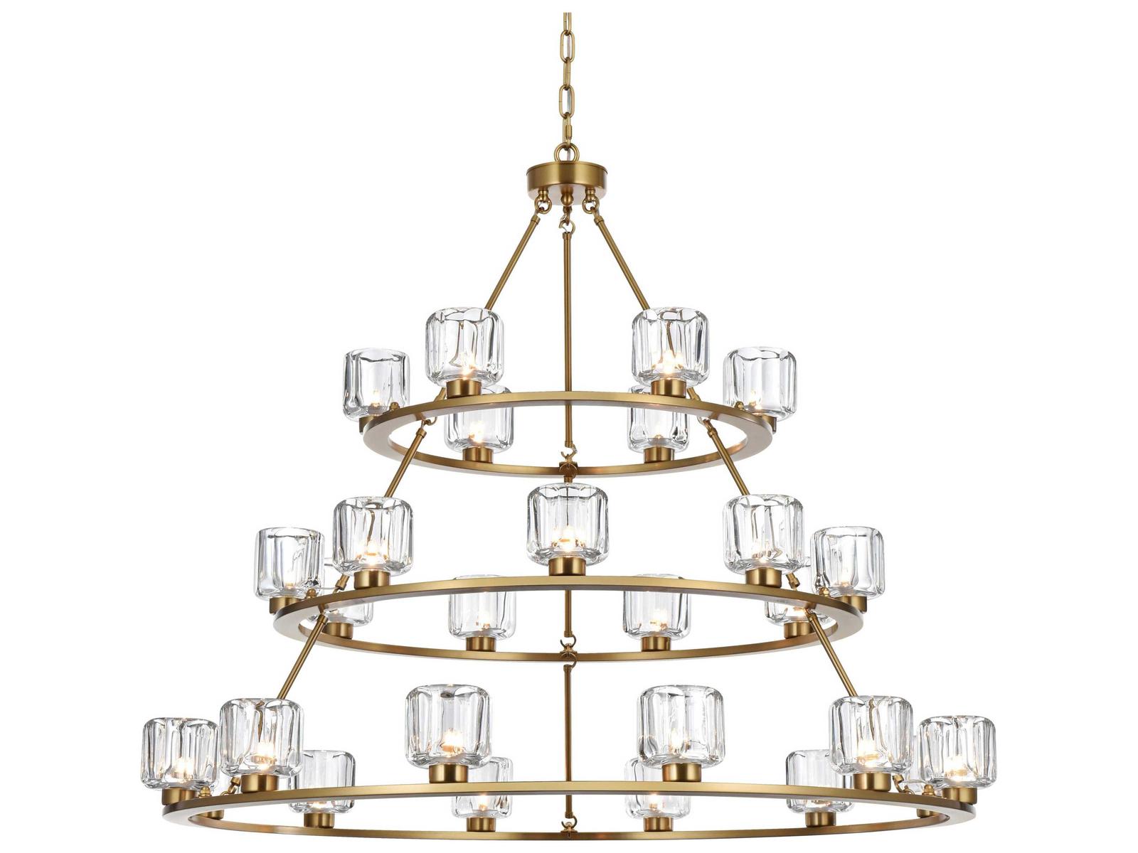 Elegant Lighting Cadence 27-Light Tiered Chandelier in Satin Gold