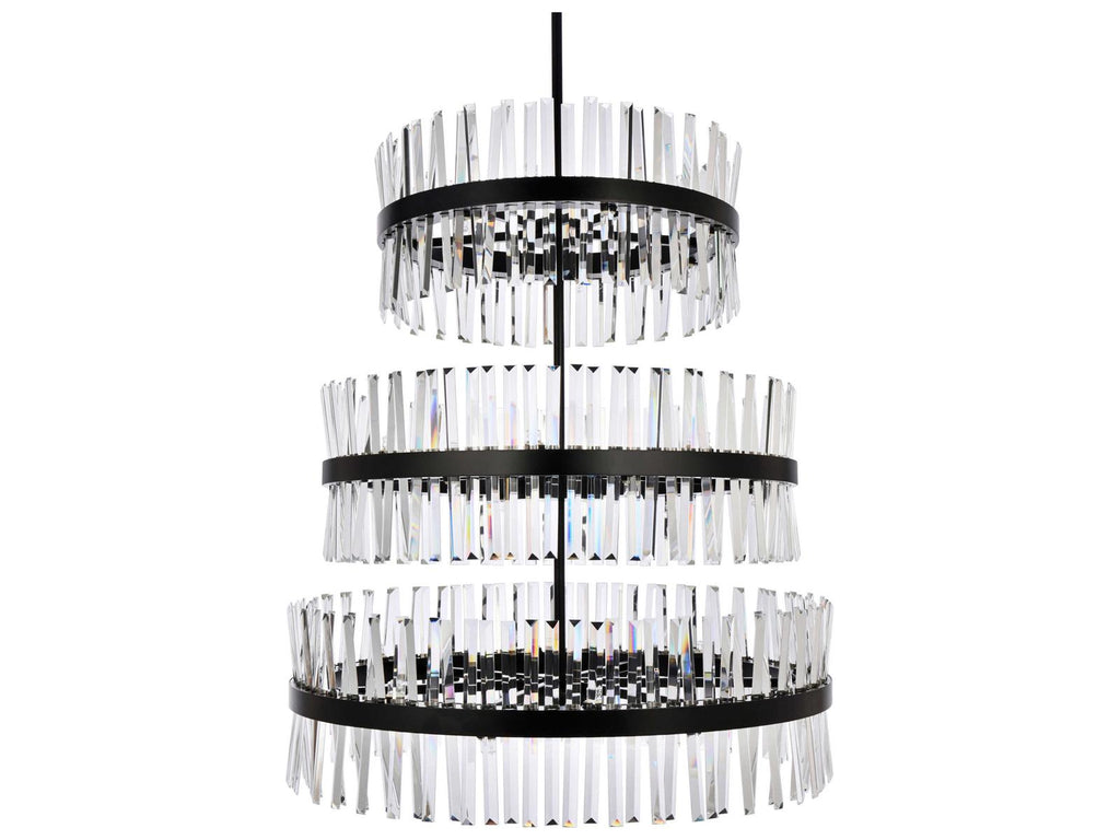 Elegant Lighting Serephina 46-Light Black Round Tiered Chandelier with Clear Royal Cut Crystal