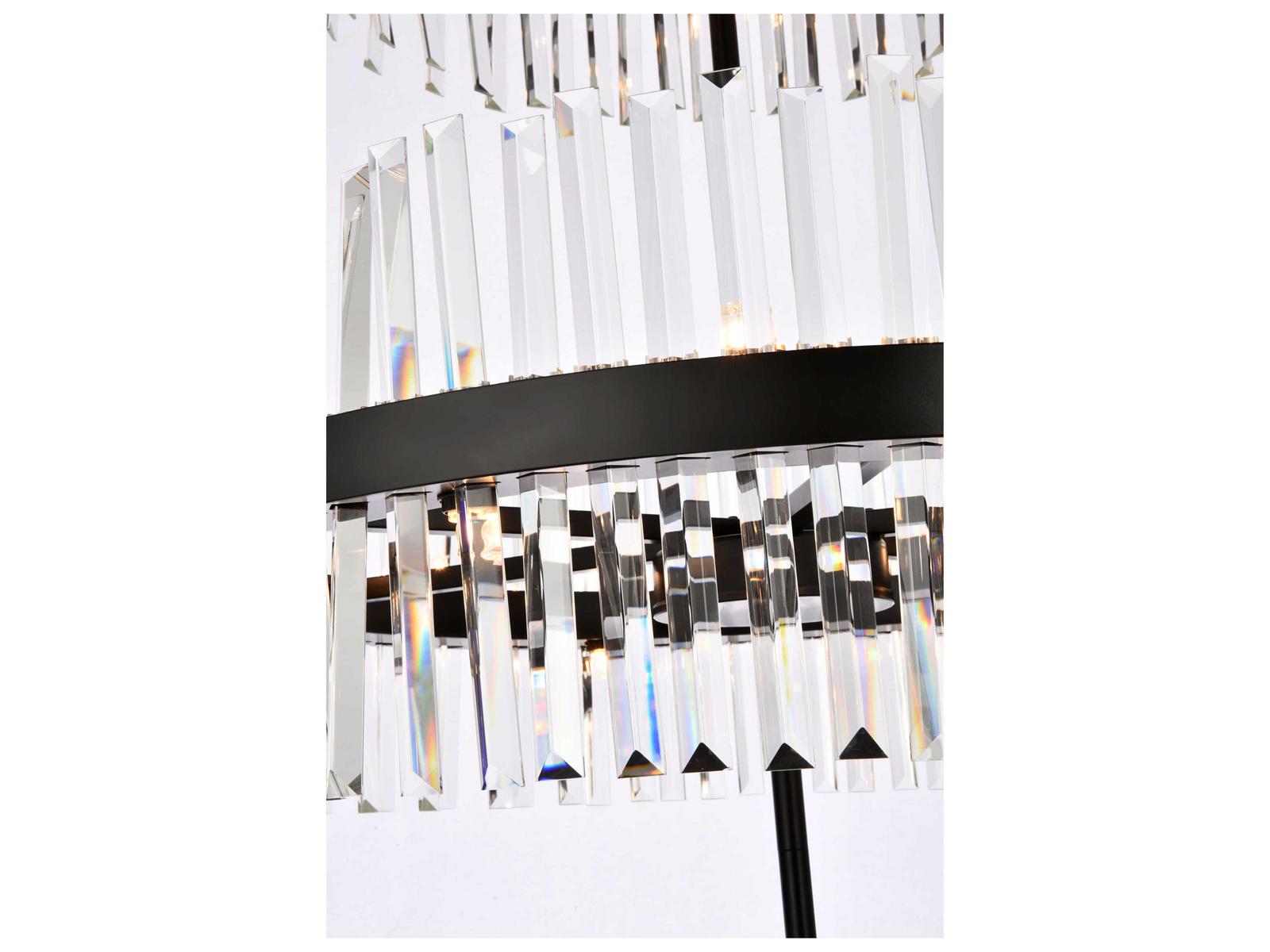 Elegant Lighting Serephina 46-Light Black Round Tiered Chandelier with Clear Royal Cut Crystal