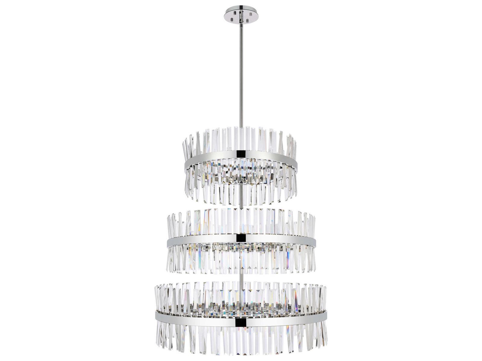 Elegant Lighting 46-Light Serephina Tiered Crystal Chandelier in Chrome