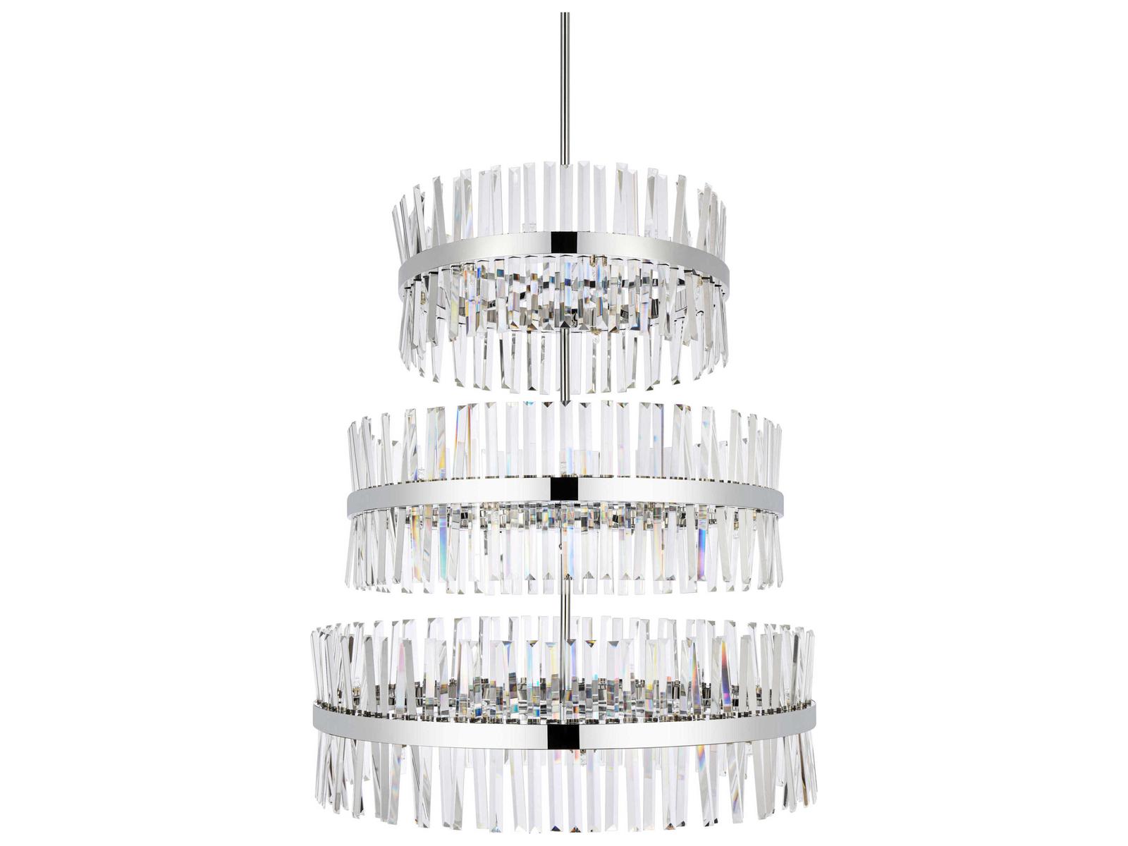 Elegant Lighting 46-Light Serephina Tiered Crystal Chandelier in Chrome