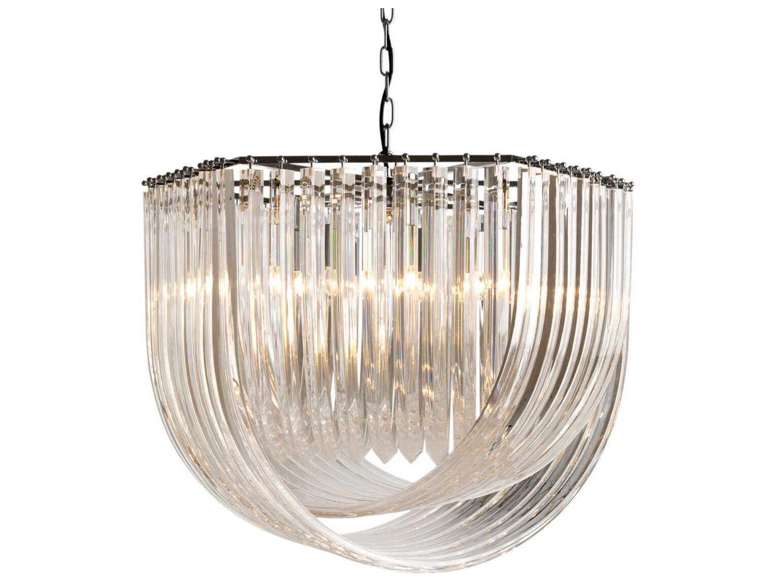 Eichholtz 6-Light Hy¨¨res Chandelier in Clear Acrylic and Polished Nickel