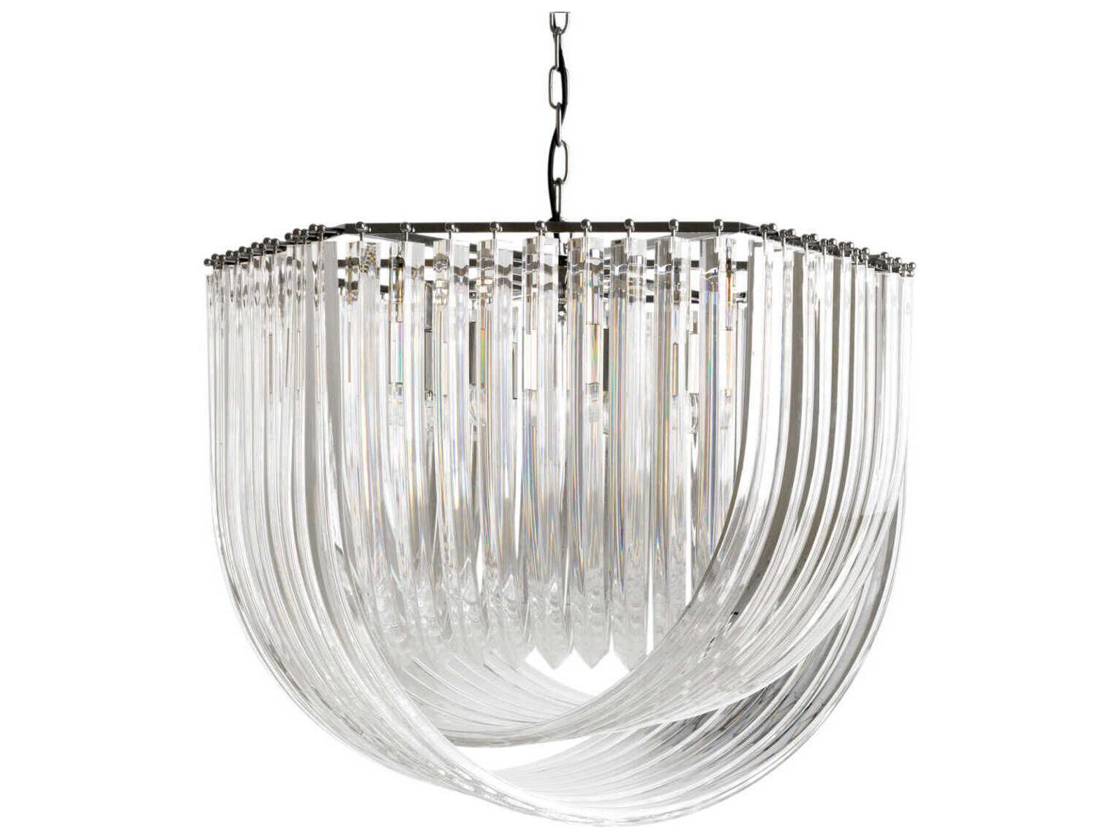 Eichholtz 6-Light Hy¨¨res Chandelier in Clear Acrylic and Polished Nickel