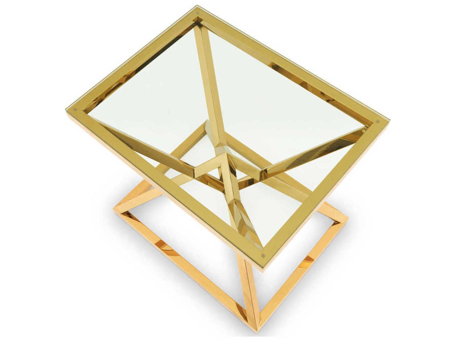Connor Gold Finish Side Table with Clear Glass Top
