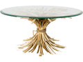 Bonheur Round Coffee Table in Antique Gold with Beveled Glass Top