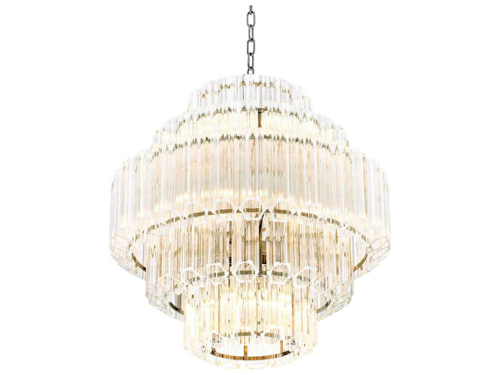 Eichholtz 9-Light Vittoria S Chandelier in Nickel with Clear Glass