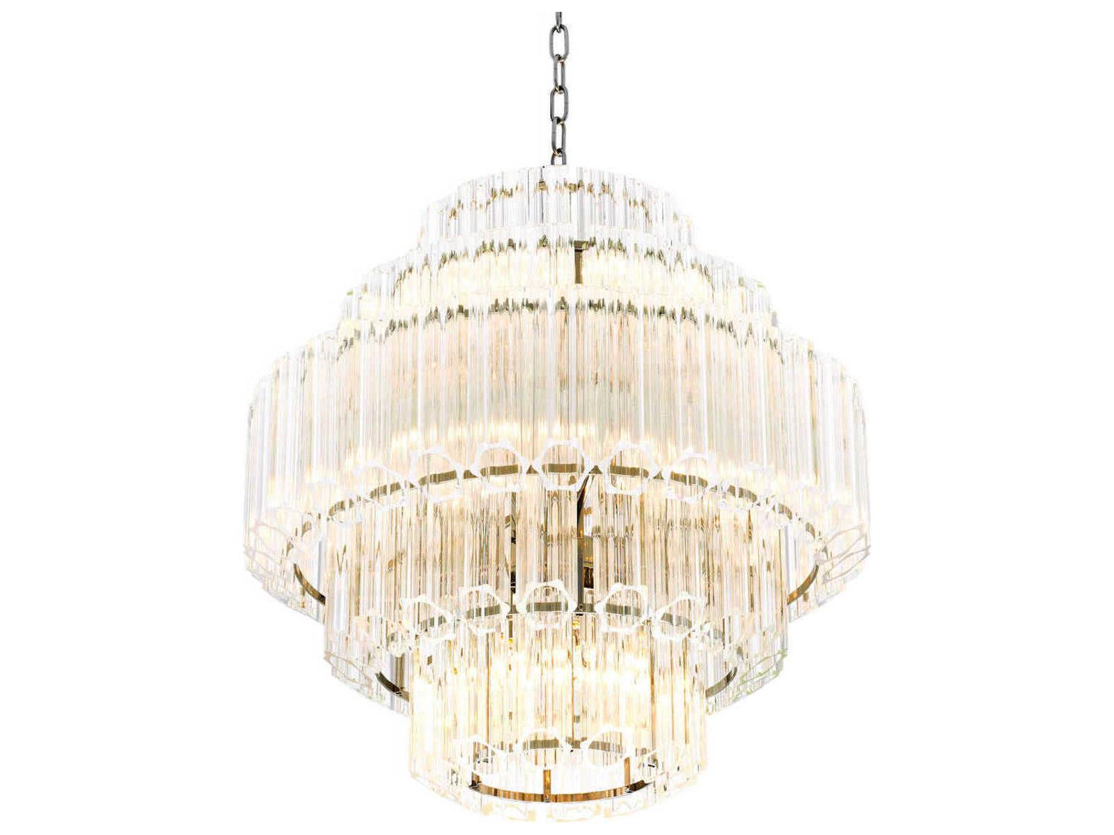 Eichholtz 9-Light Vittoria S Chandelier in Nickel with Clear Glass