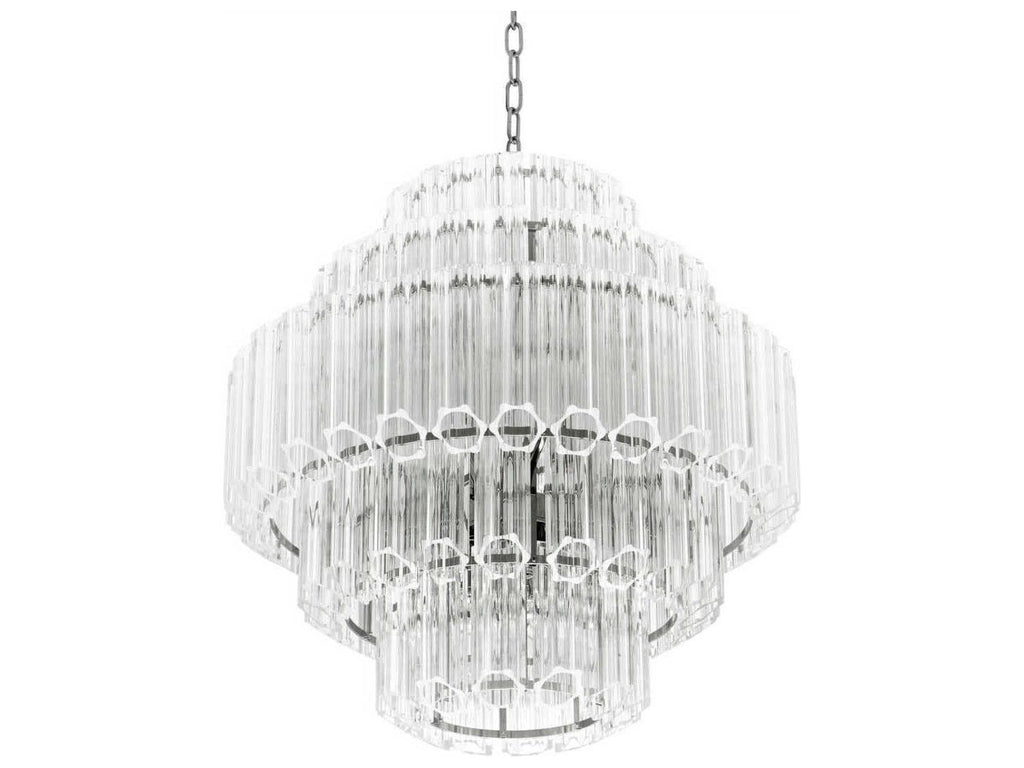 Eichholtz 9-Light Vittoria S Chandelier in Nickel with Clear Glass