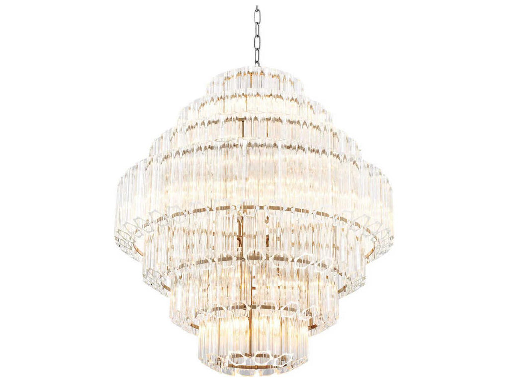 Eichholtz 18-Light Vittoria L Chandelier in Nickel Finish with Clear Glass