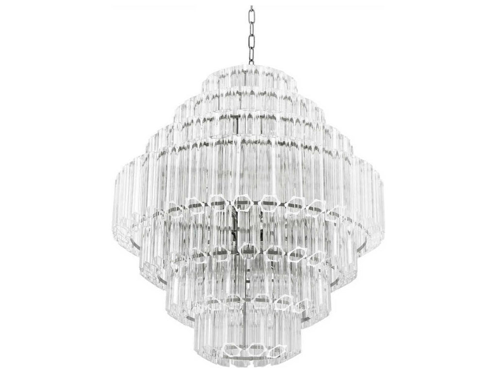 Eichholtz 18-Light Vittoria L Chandelier in Nickel Finish with Clear Glass