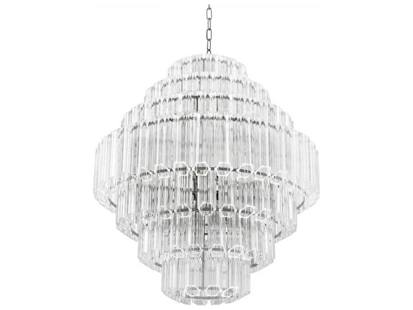 Eichholtz 18-Light Vittoria L Chandelier in Nickel Finish with Clear Glass