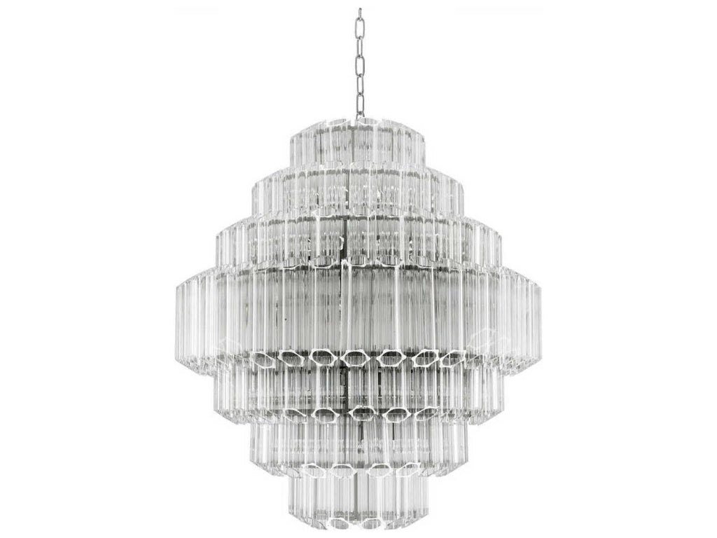 Eichholtz 18-Light Vittoria L Chandelier in Nickel Finish with Clear Glass