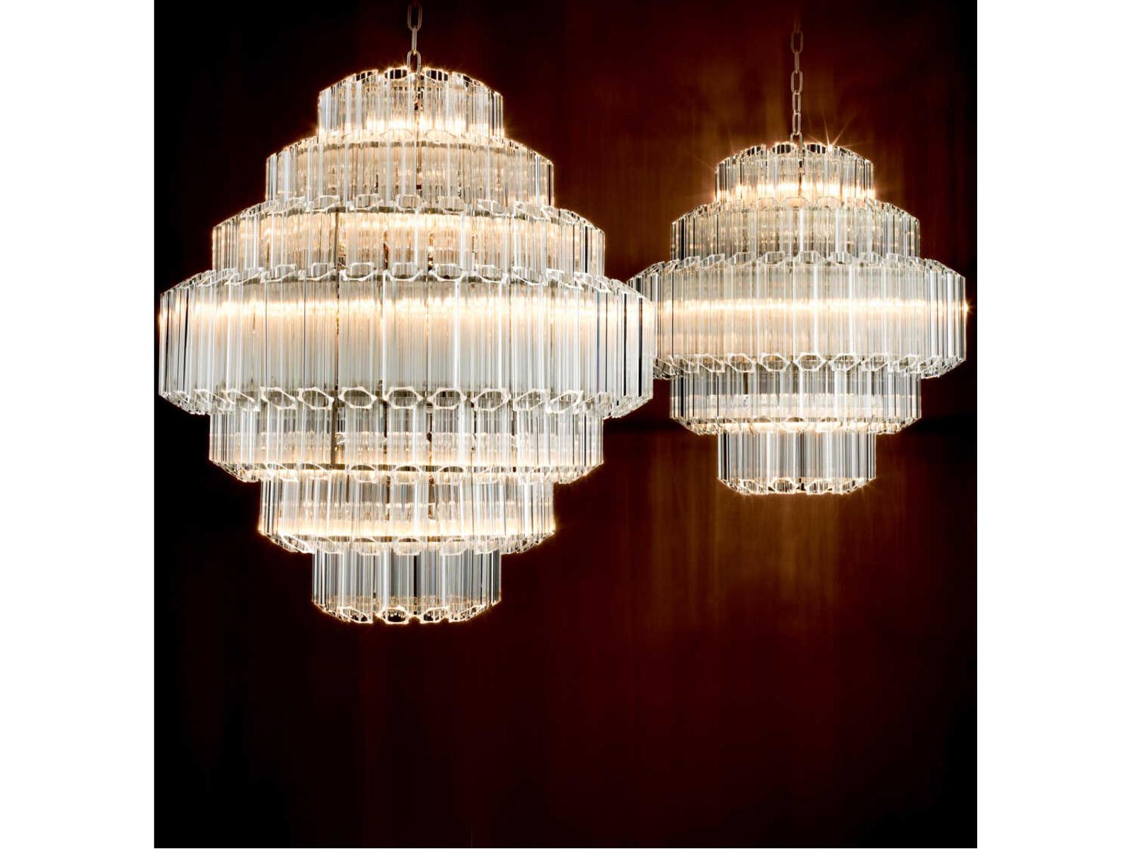 Eichholtz 18-Light Vittoria L Chandelier in Nickel Finish with Clear Glass