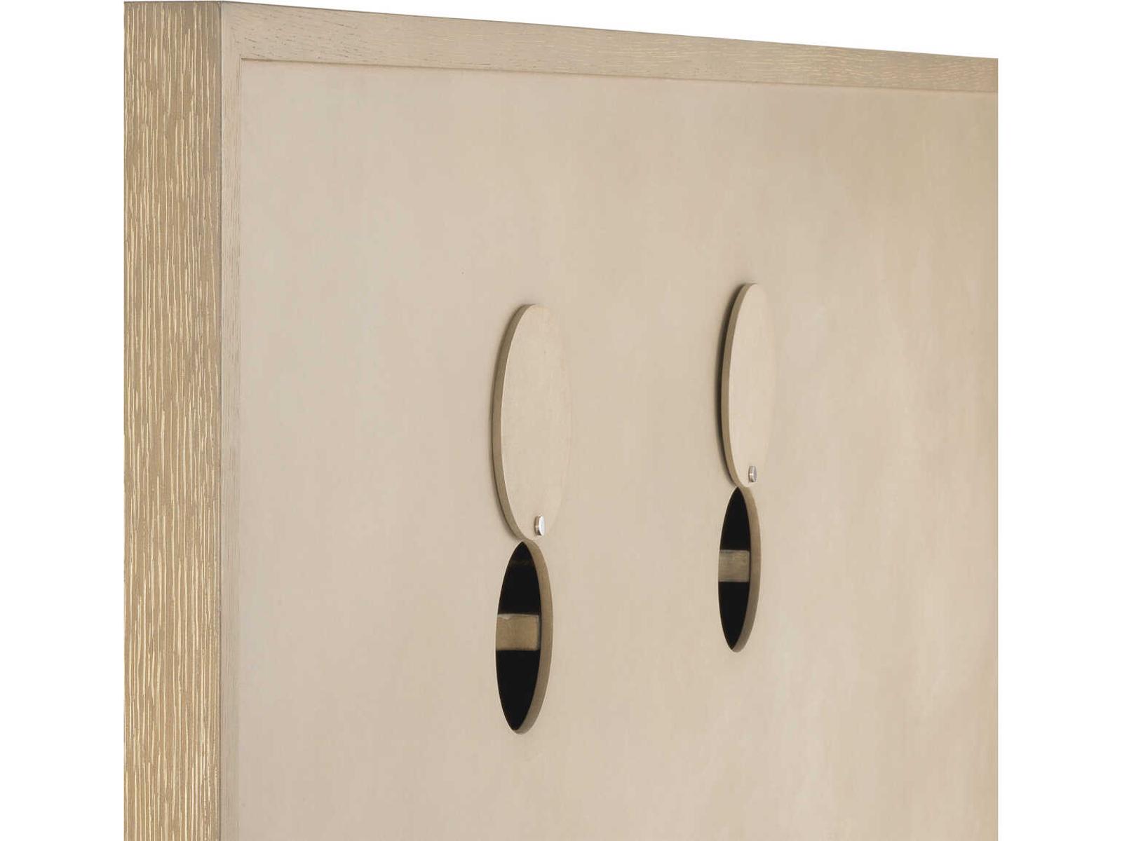Highland 4-Door Washed Oak Veneer Dresser with Brushed Brass