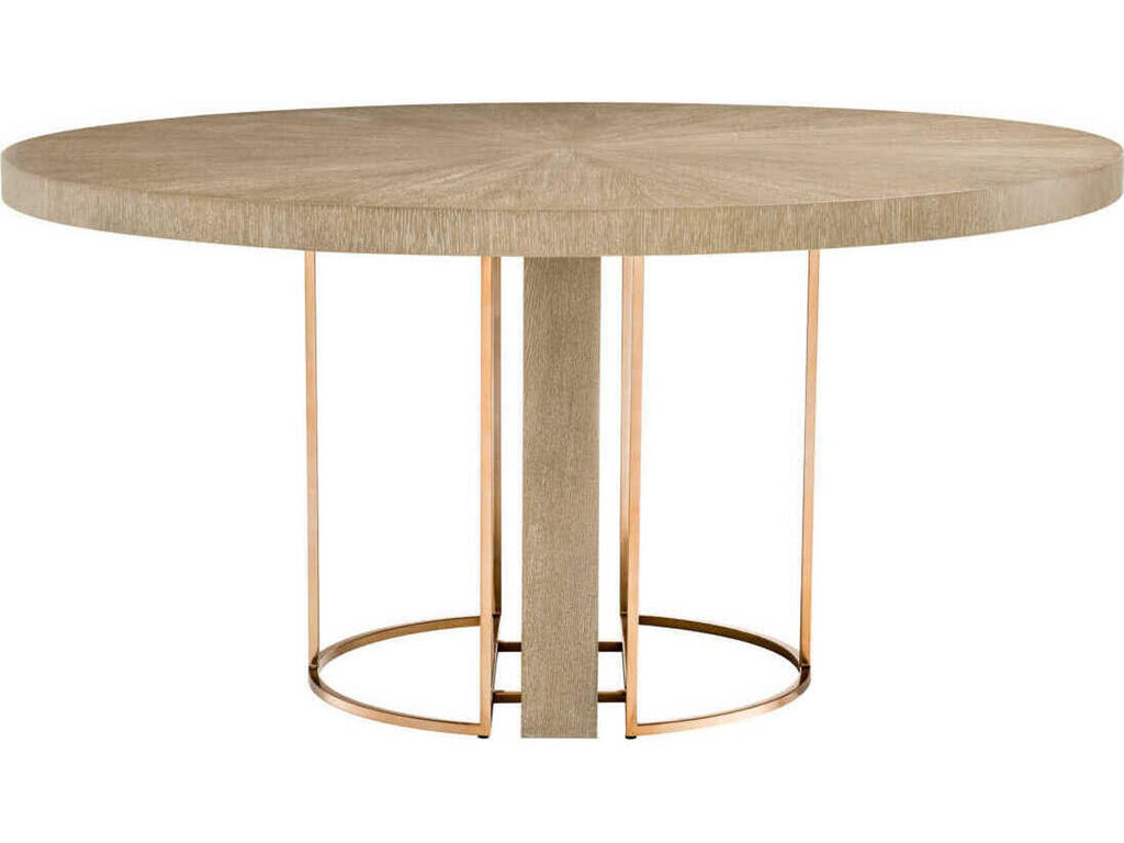 Remington Round Dining Table in Washed Oak Veneer and Brushed Brass