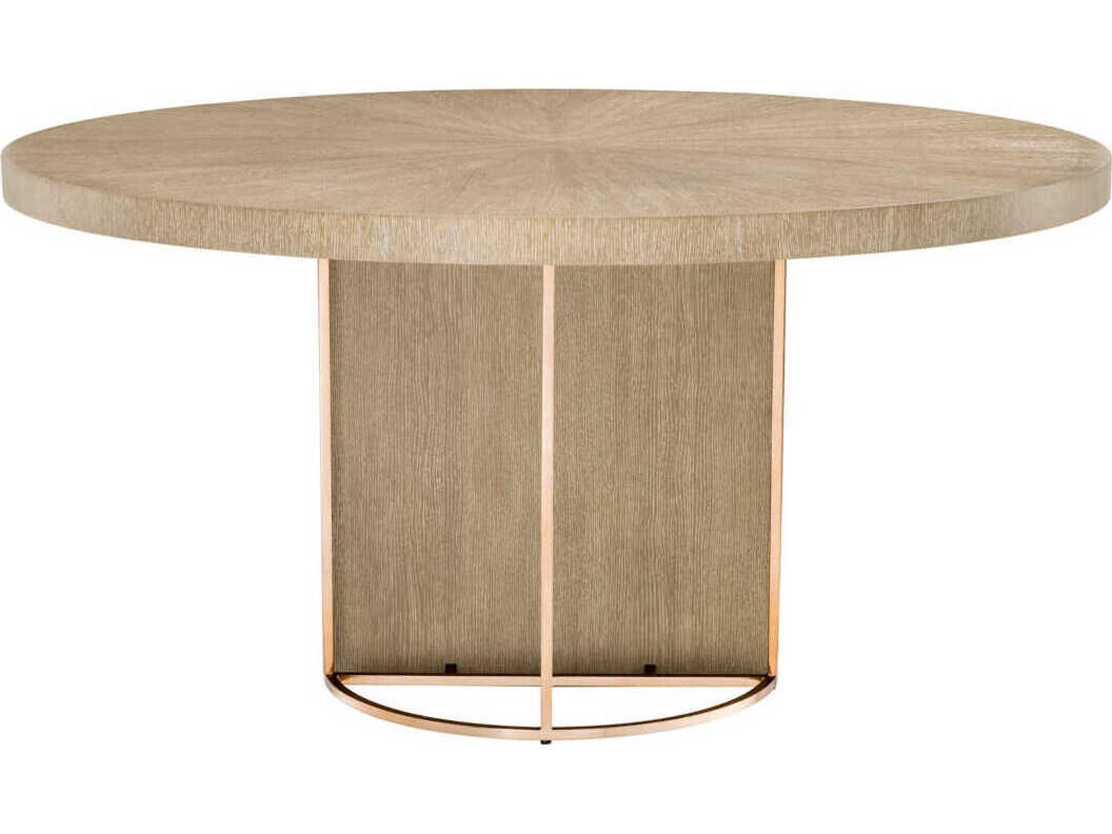Remington Round Dining Table in Washed Oak Veneer and Brushed Brass