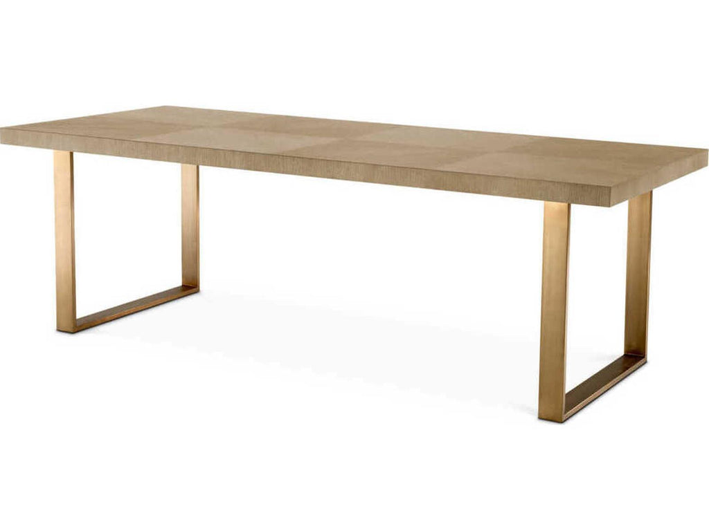Remington 230 cm Rectangle Dining Table in Washed Oak Veneer and Brushed Brass