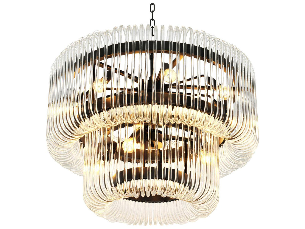 Eichholtz Sutton House 15-Light Art Deco Chandelier in Bronze Finish