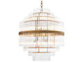 Eichholtz East 13-Light Chandelier in Antique Brass with Clear Glass Rods