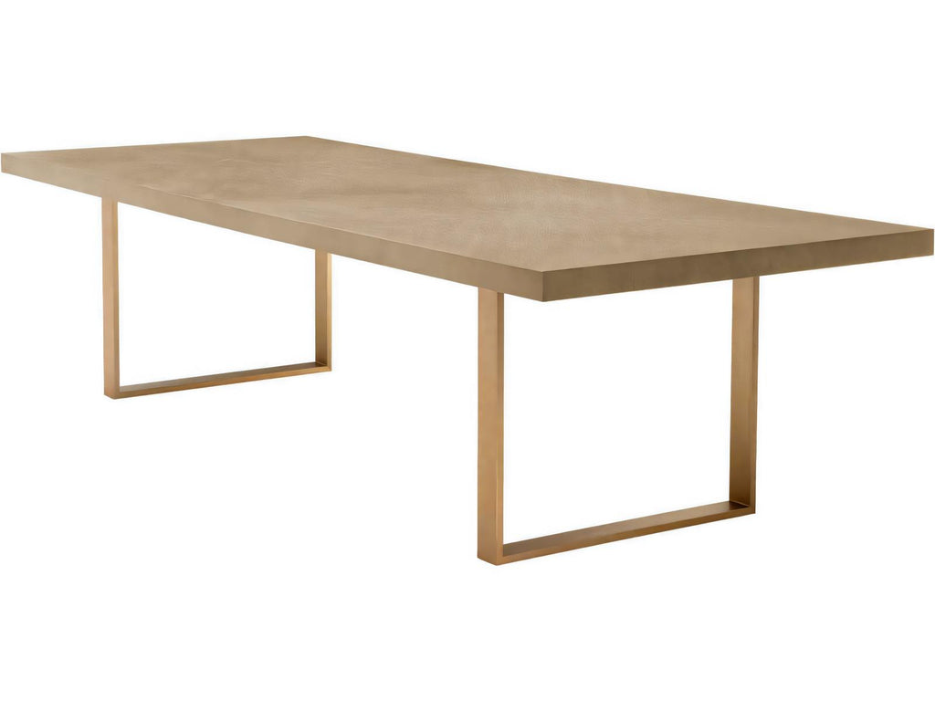 Remington 118 Inch Rectangle Dining Table Washed Oak Veneer and Brushed Brass