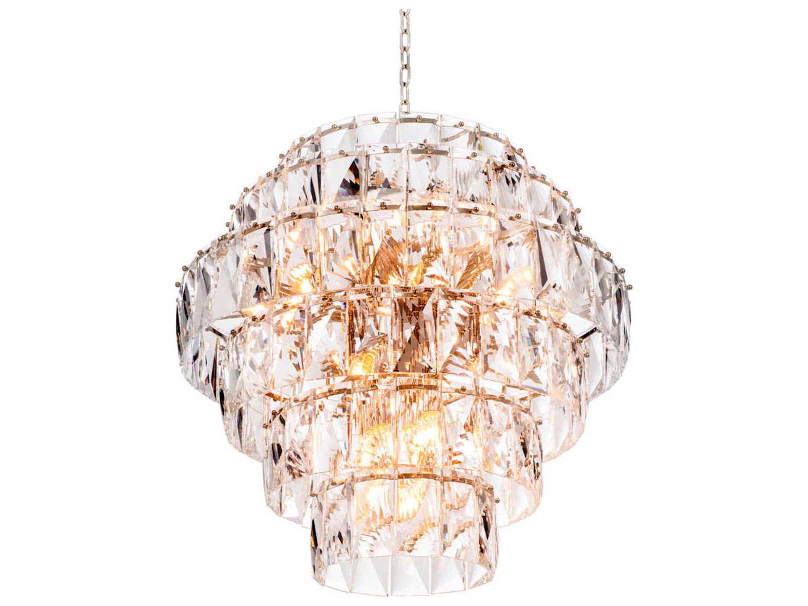 Eichholtz 26-Light Amazone Crystal Glass Chandelier in Nickel