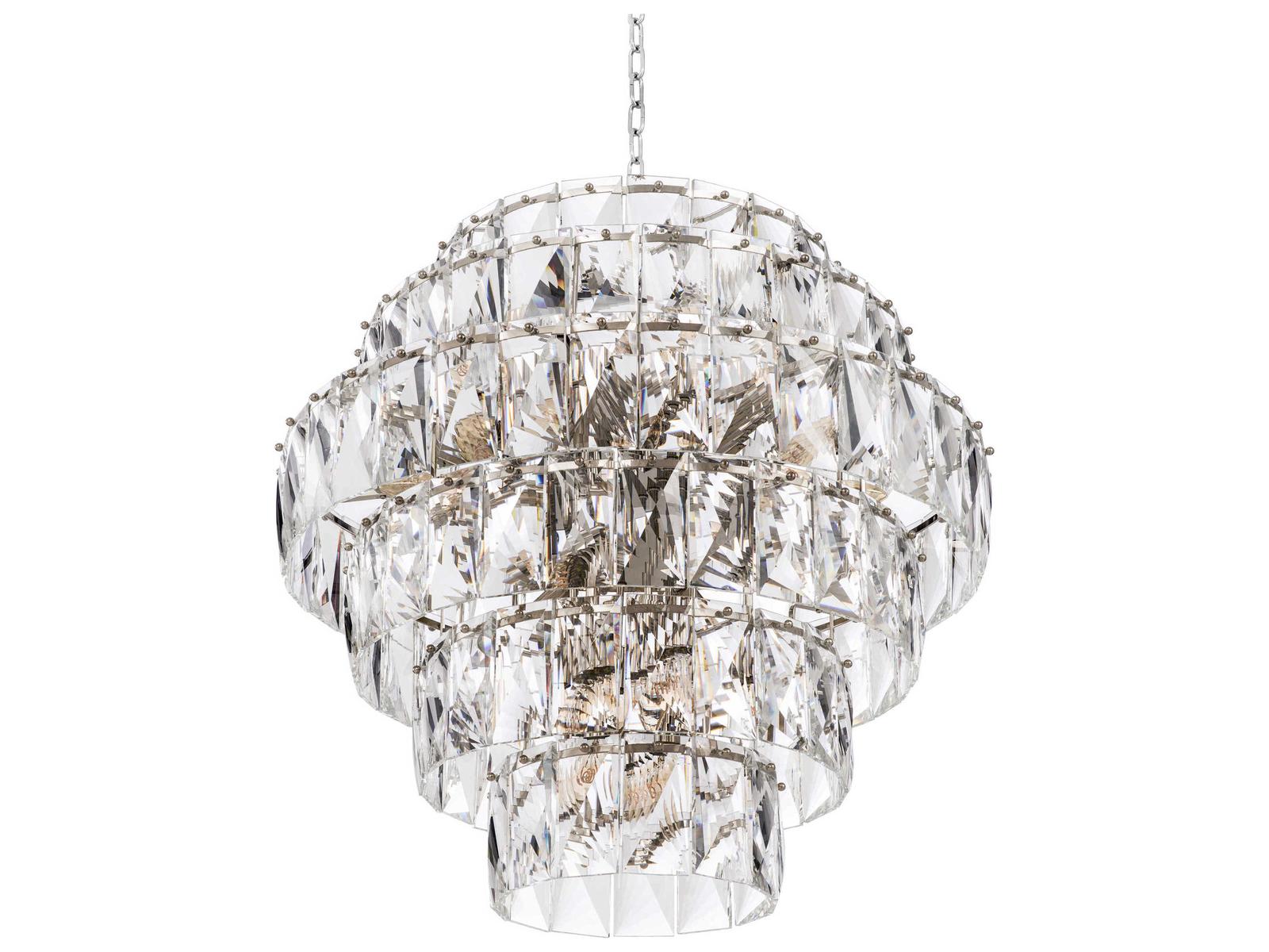 Eichholtz 26-Light Amazone Crystal Glass Chandelier in Nickel