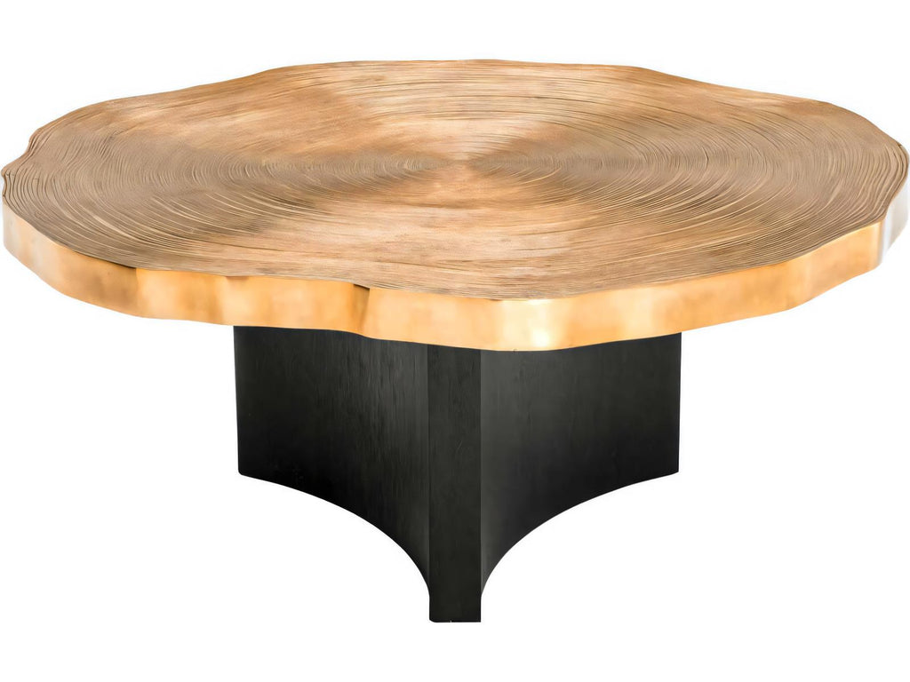 Thousand Oaks Round Coffee Table Set of 2 in Brass and Black