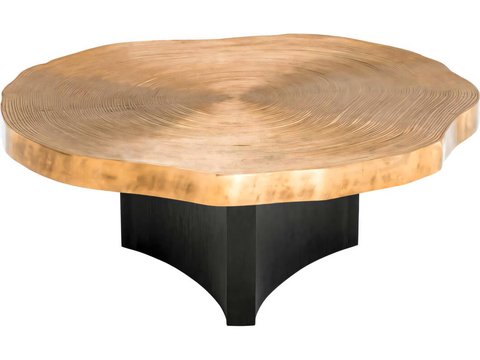 Thousand Oaks Round Coffee Table Set of 2 in Brass and Black