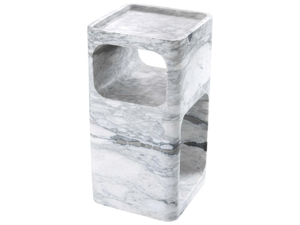 Adler Square End Table with Honed White Marble