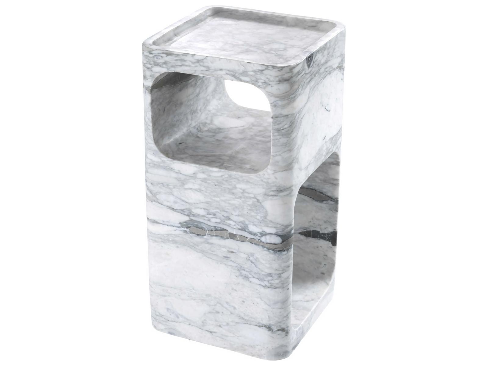 Adler Square End Table with Honed White Marble