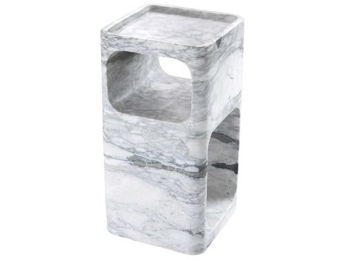 Adler Square End Table with Honed White Marble