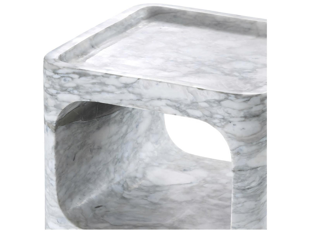 Adler Square End Table with Honed White Marble