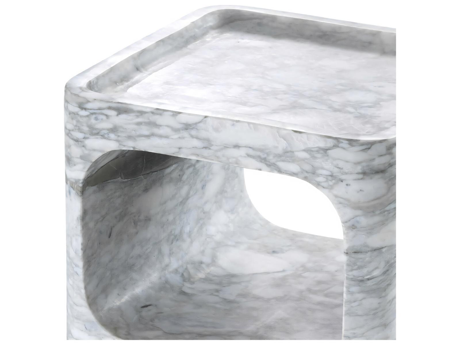Adler Square End Table with Honed White Marble