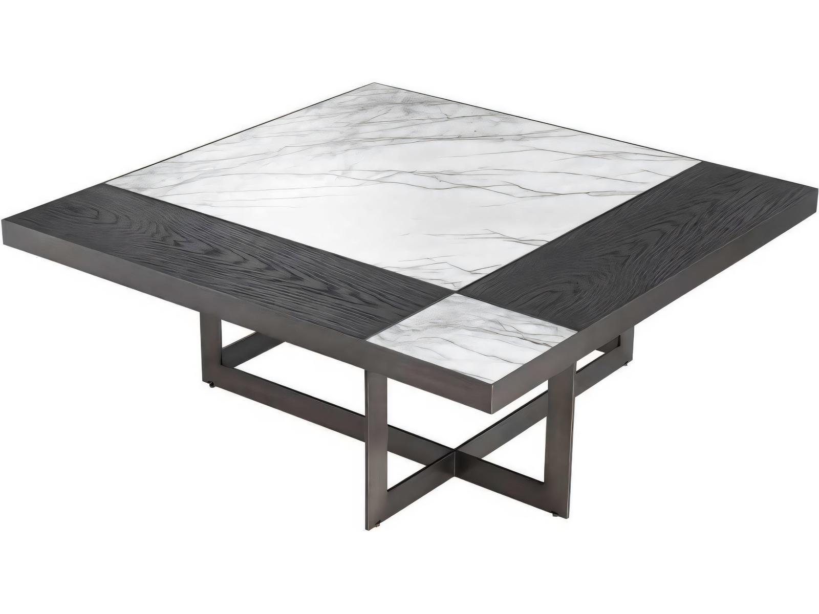 Hermoza Square Coffee Table Mocha Crown Oak Veneer Bronze