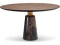 Genova Round 52-Inch Dining Table with Mocha Oak Veneer and Grey Marble