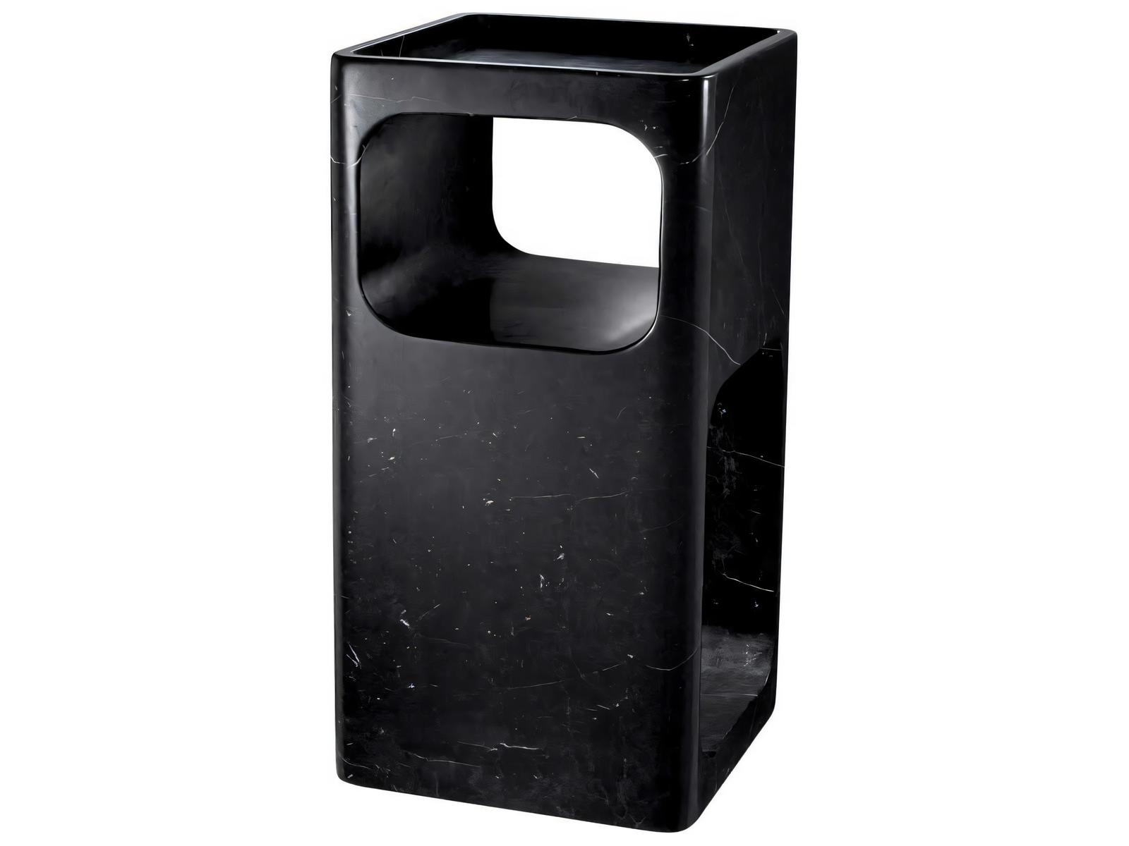 Adler Square Black Marble Side Table Mid-Century Modern